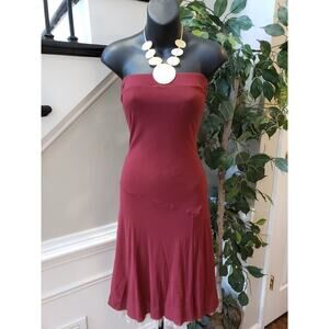 Aqua Knee Length Dress Womens Small Maroon Off The Shoulder Lined Nylon Pullover